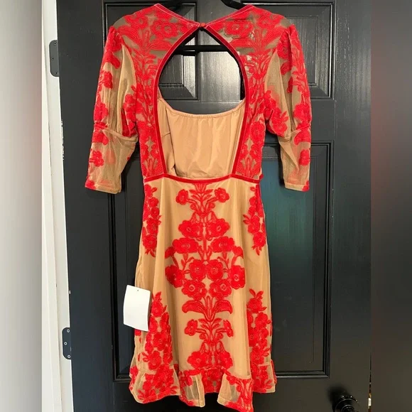 For Love And Lemons Red Lace Backless Mini Dress - Picture 5 of 7